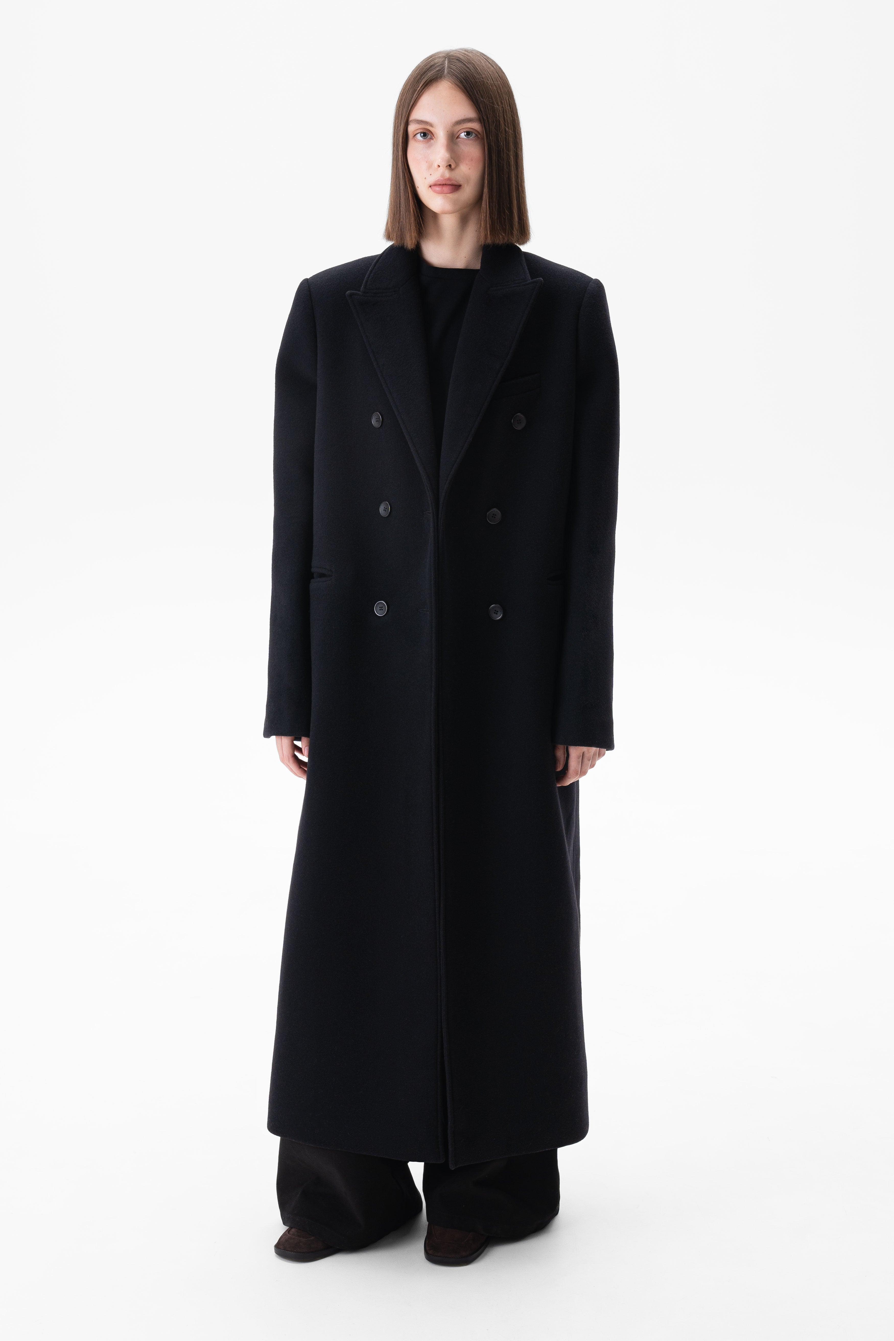 Long black pea coat online