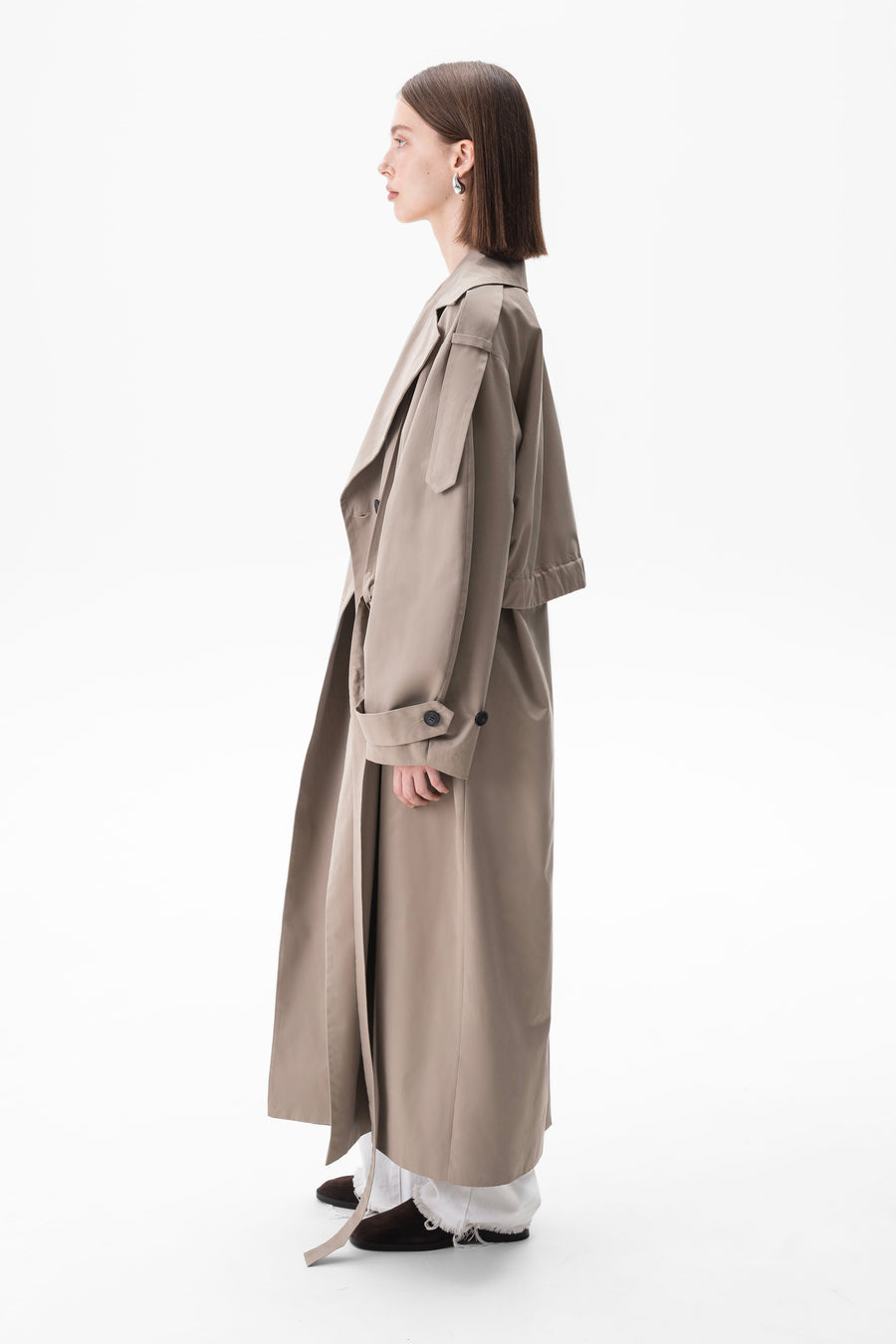 LONG COTTON COAT | OLIVE