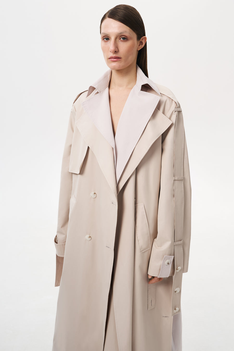 DECONSTRUCTIVE TRENCH COAT | DUST PINK