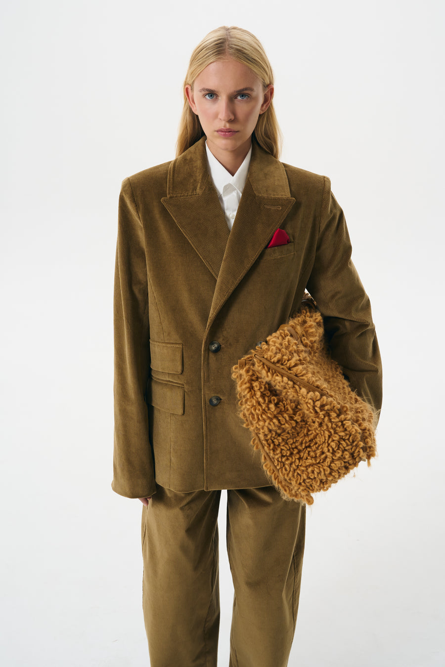 DOUBL-BREASTED CORDUROY JACKET | TOFFEE