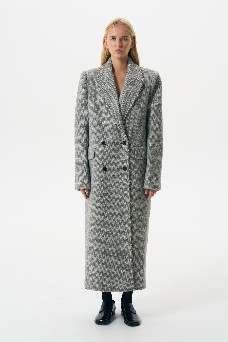 DOUBLE-BREASTED COAT | HERRINGBONE