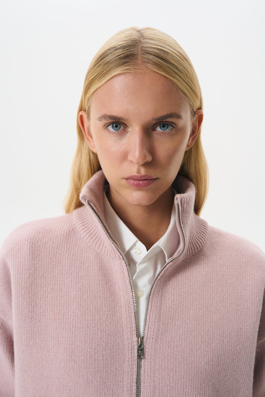 LAMBSWOOL ZIP SWEATER | DUST ROSE