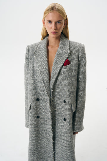 DOUBLE-BREASTED COAT | HERRINGBONE