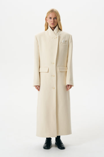 SIGNATURE SINGLE-BREASTED COAT | VANILLA