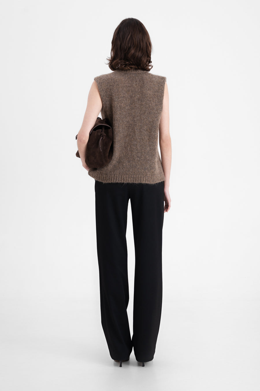 ALPACA KNITTED VEST | WALNUT