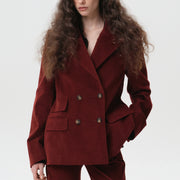 DOUBL-BREASTED CORDUROY JACKET | OXBLOOD