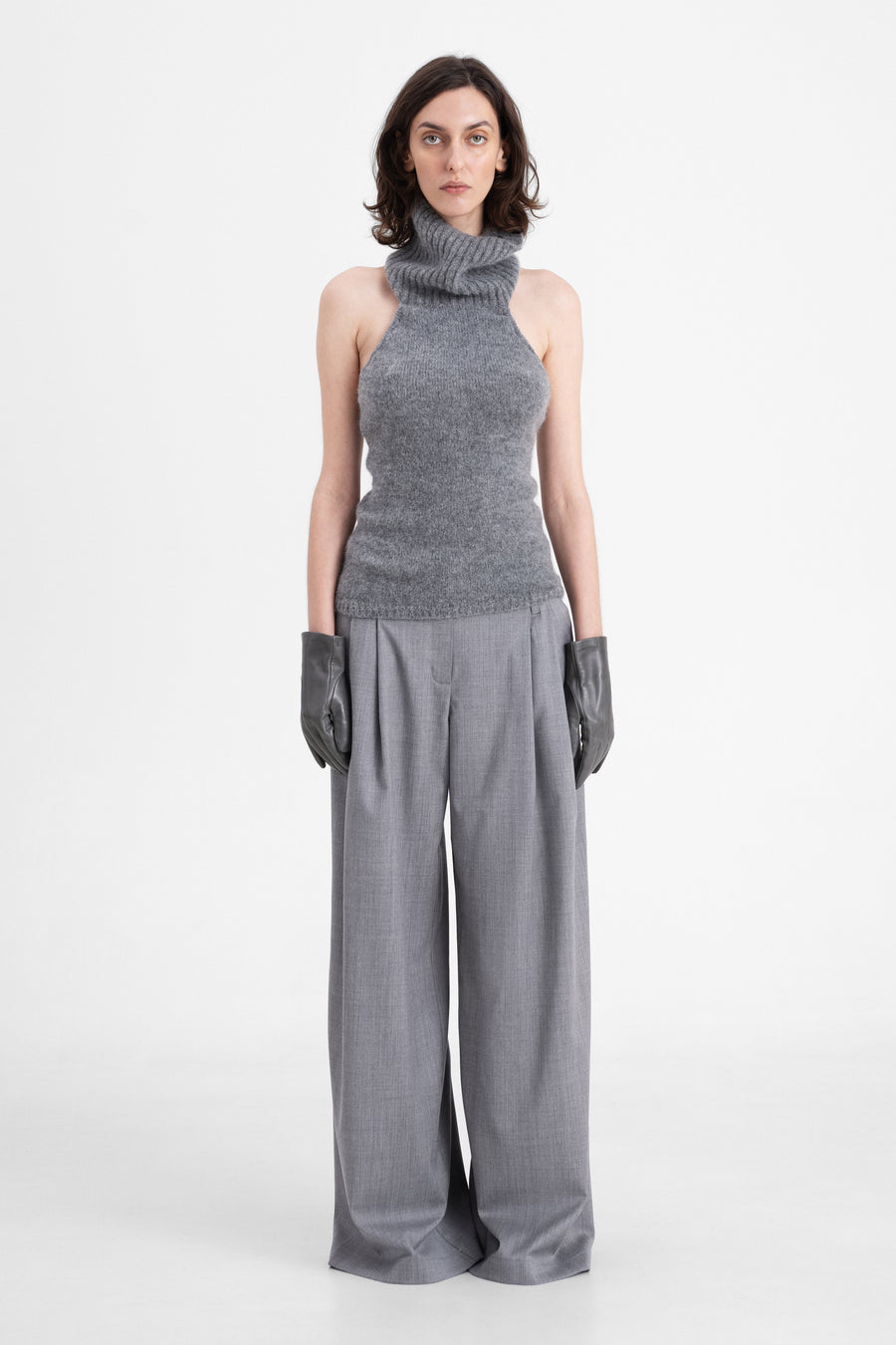 ALPACA HIGT-NECK TANK TOP | WARM GREY