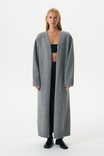 SIGNATURE CARDIGAN LONG | STONE  GREY