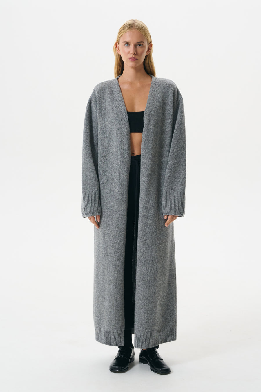 SIGNATURE CARDIGAN LONG | STONE  GREY