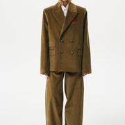 DOUBL-BREASTED CORDUROY JACKET | TOFFEE