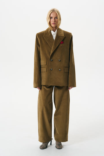 DOUBL-BREASTED CORDUROY JACKET | TOFFEE