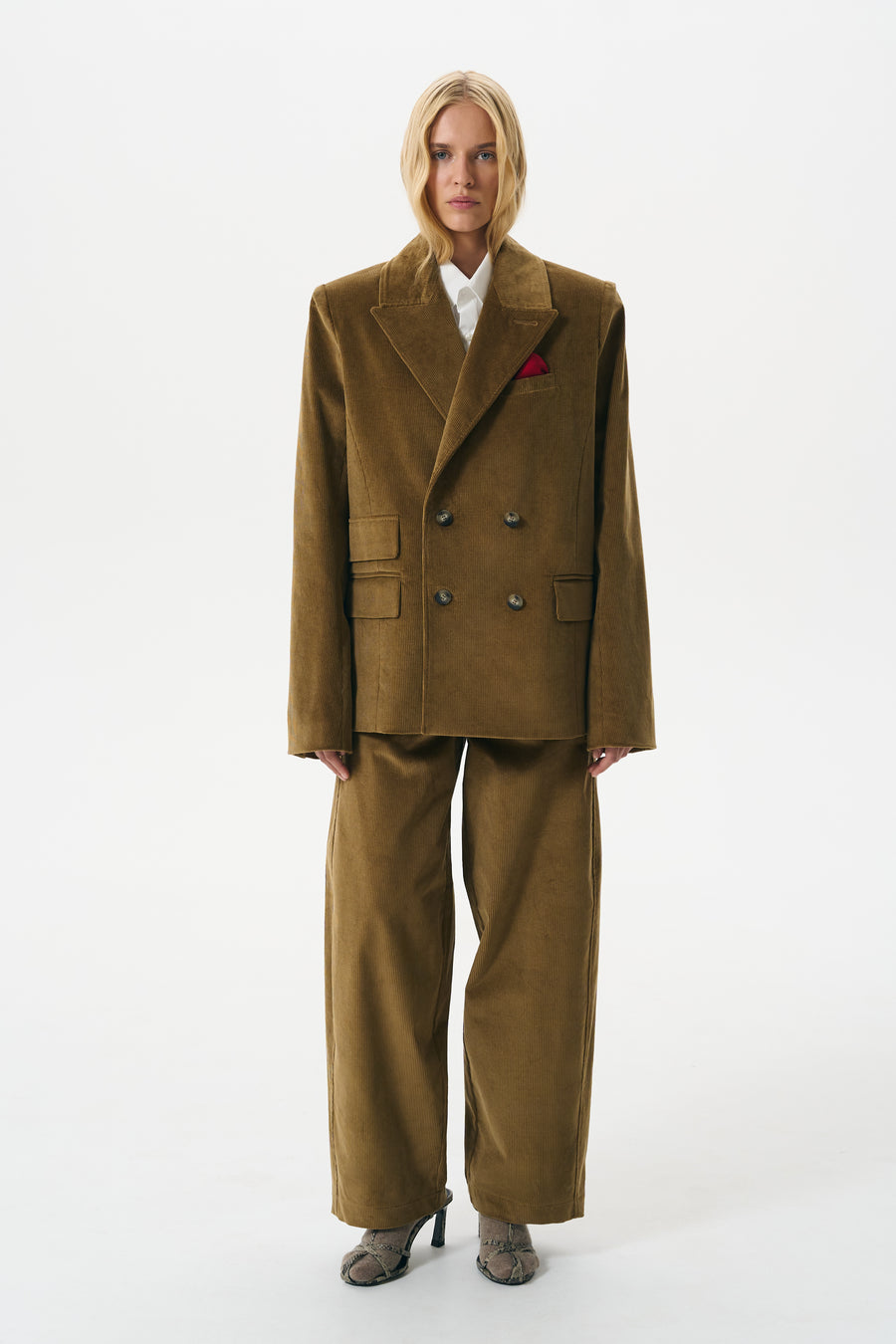 DOUBL-BREASTED CORDUROY JACKET | TOFFEE