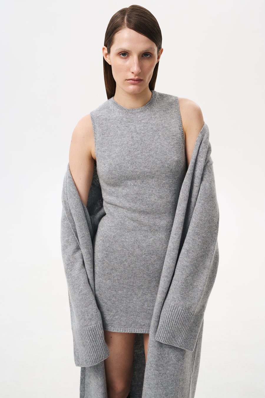 MINI KNITTED DRESS | LIGHT GREY