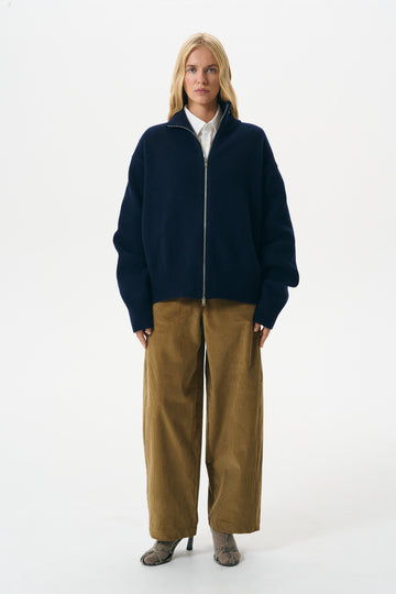 CASHMERE ZIP SWEATER | NAVY