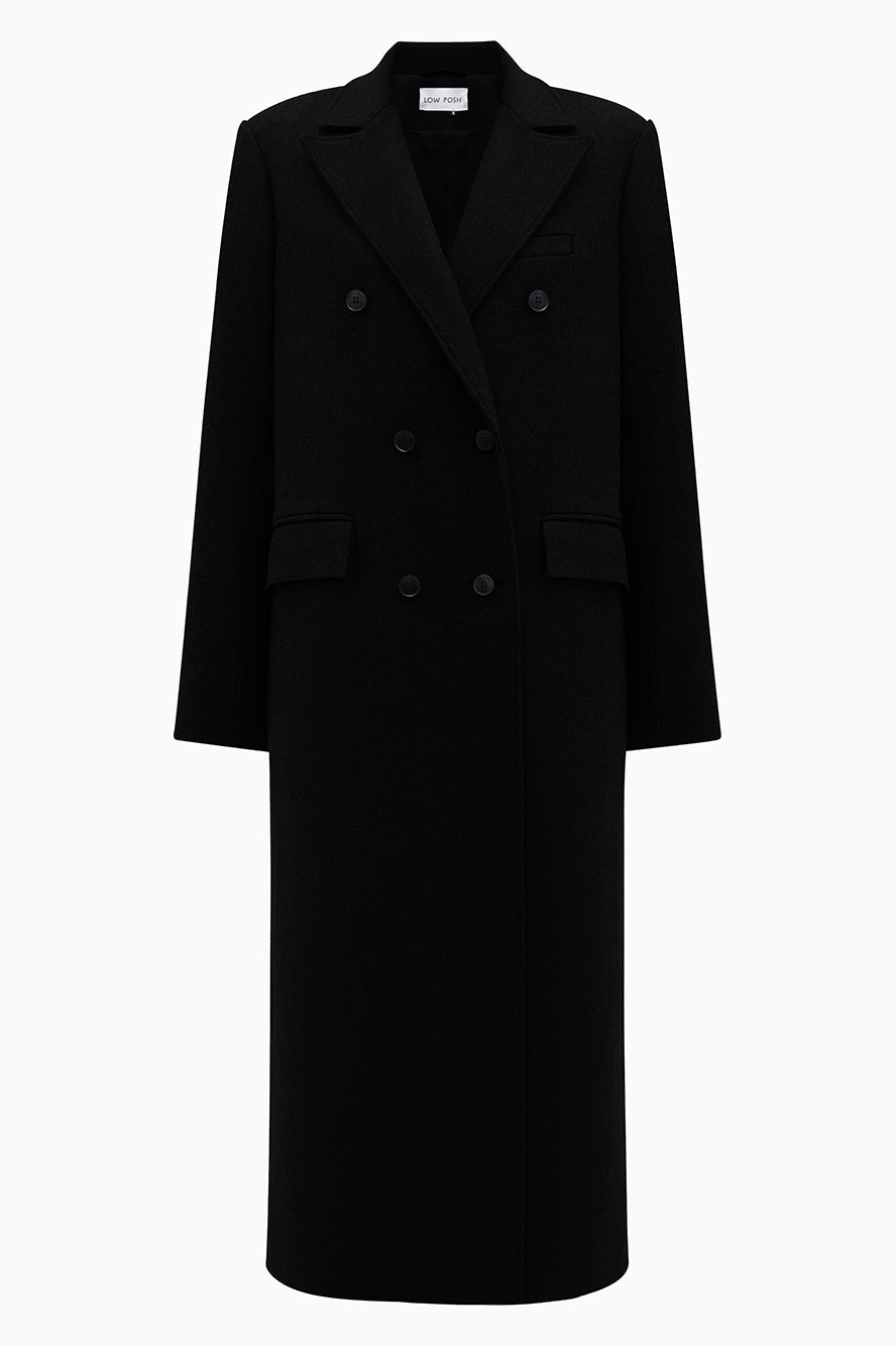 SIGNATURE DOUBLE BREASTED COAT | BLACK