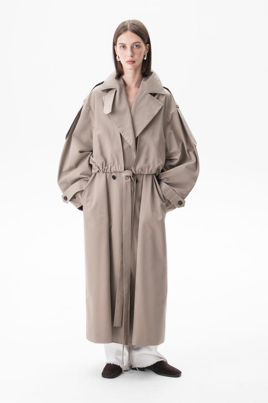 LONG COTTON COAT | OLIVE