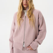 LAMBSWOOL ZIP SWEATER | DUST ROSE