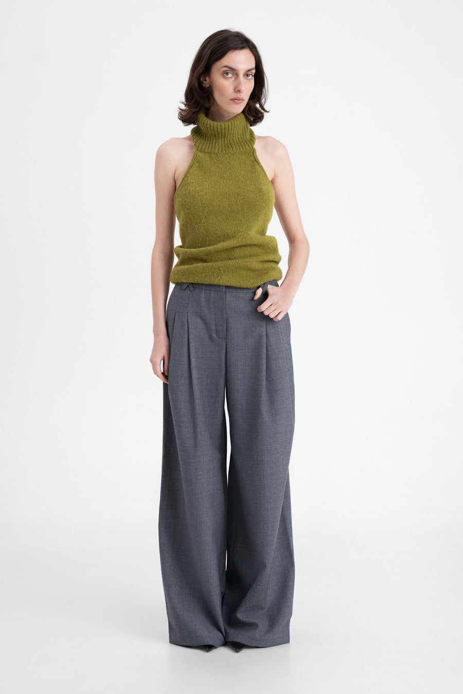 ALPACA HIGT-NECK TANK TOP | PISTACHIO