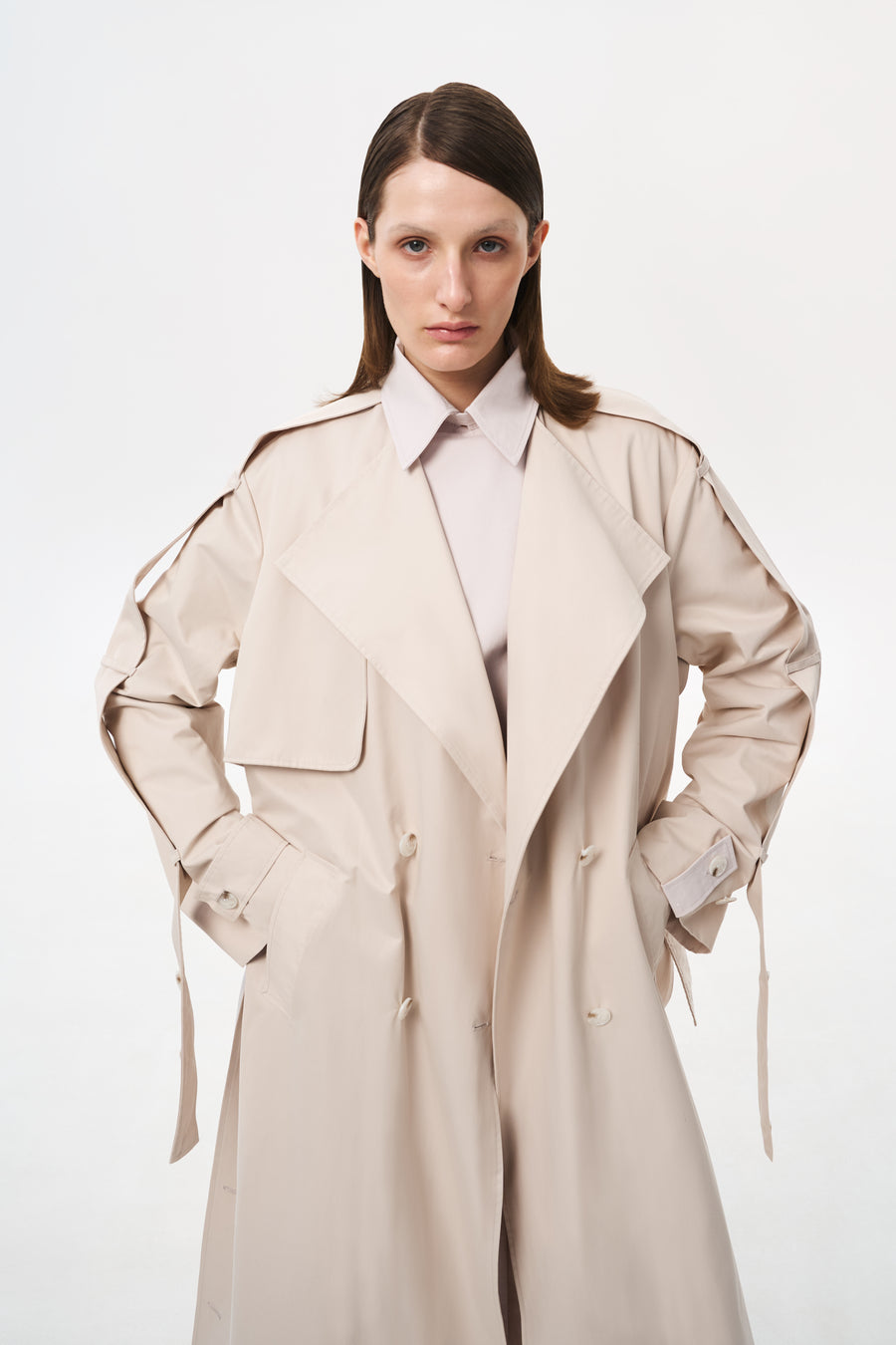 DECONSTRUCTIVE TRENCH COAT | DUST PINK