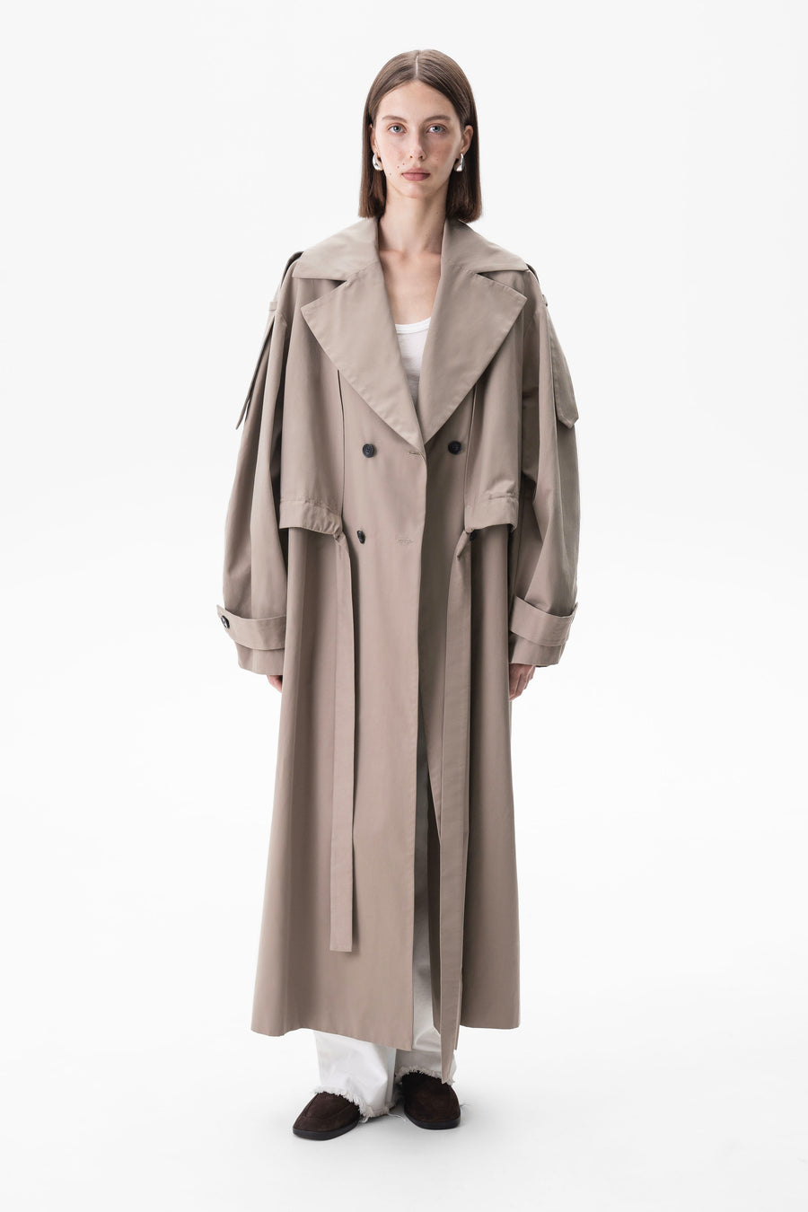 LONG COTTON COAT | OLIVE