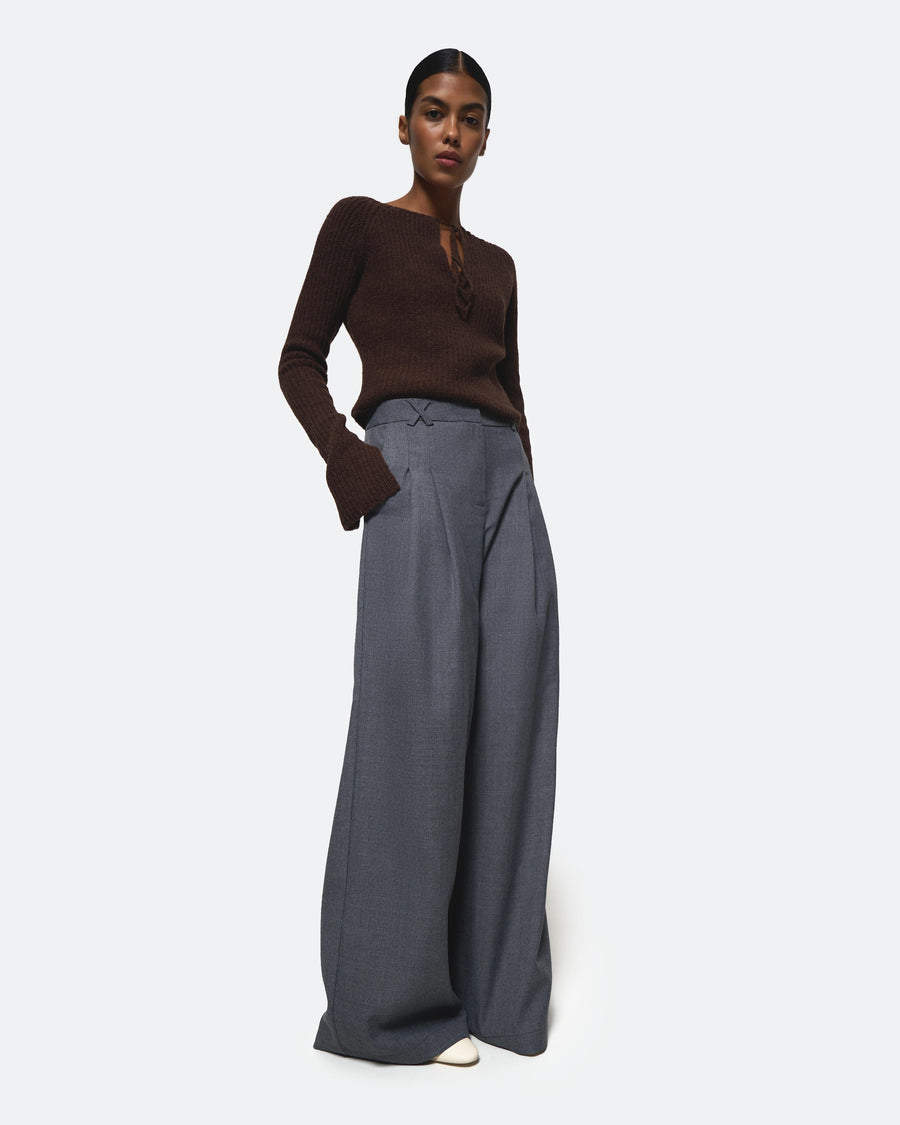 Wide Leg Tailored Trousers Steel Grey