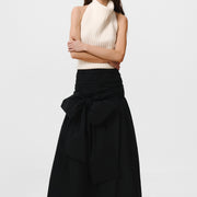 DRAPED VOLUMINOUS TAFFETA SKIRT | BLACK